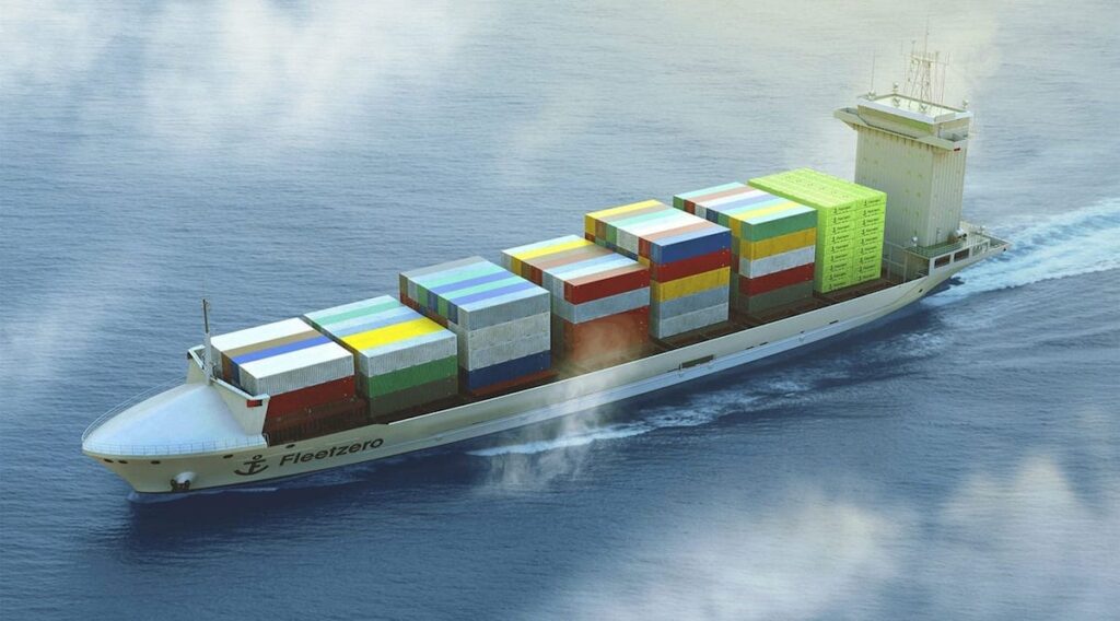 Fleetzero Designs Fleet of Long-Haul Electric Freighters with Storage System in Shipping Containers