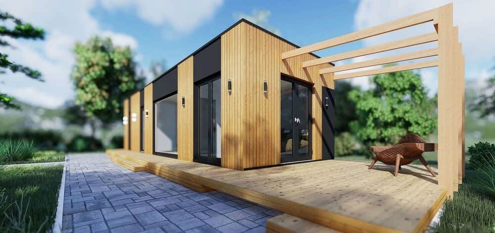 Modern Luxe, the modular wooden house with terrace that does not look like a prefabricated house