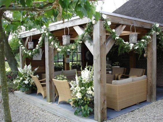 pergola with wooden joists