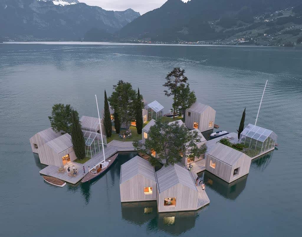floating houses made with recycled plastic modules