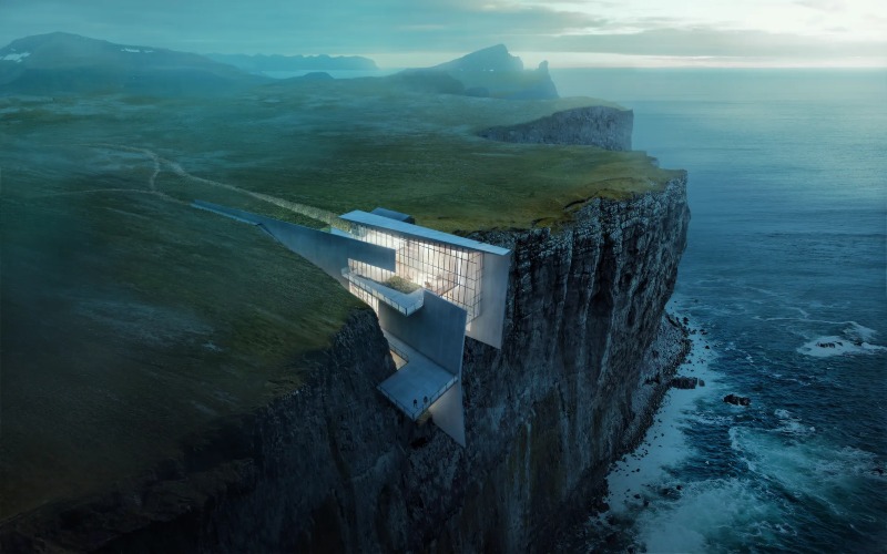 houses built into cliffs in iceland
