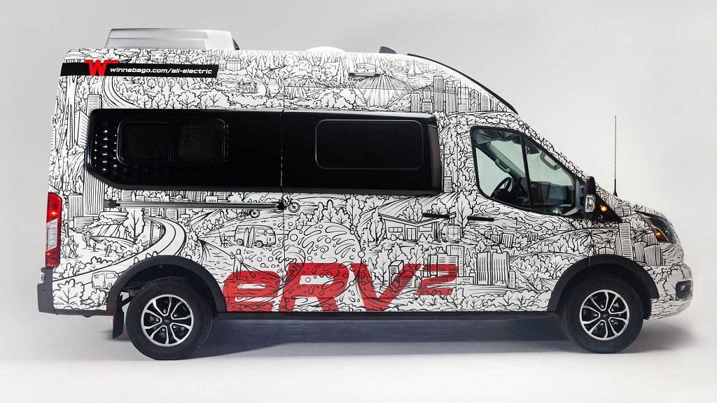 Winnebago presents its 100% electric motorhome eRV2, it can operate without connection to the electricity grid for 7 days thanks to its solar panels